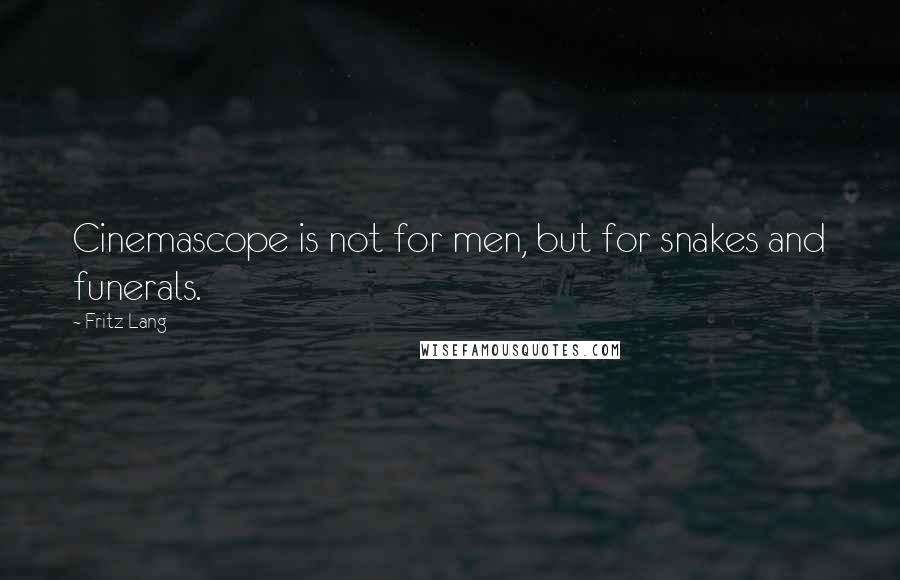 Fritz Lang Quotes: Cinemascope is not for men, but for snakes and funerals.