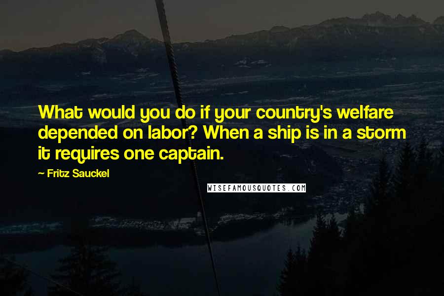 Fritz Sauckel Quotes: What would you do if your country's welfare depended on labor? When a ship is in a storm it requires one captain.