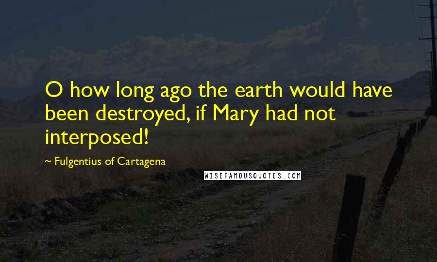 Fulgentius Of Cartagena Quotes: O how long ago the earth would have been destroyed, if Mary had not interposed!