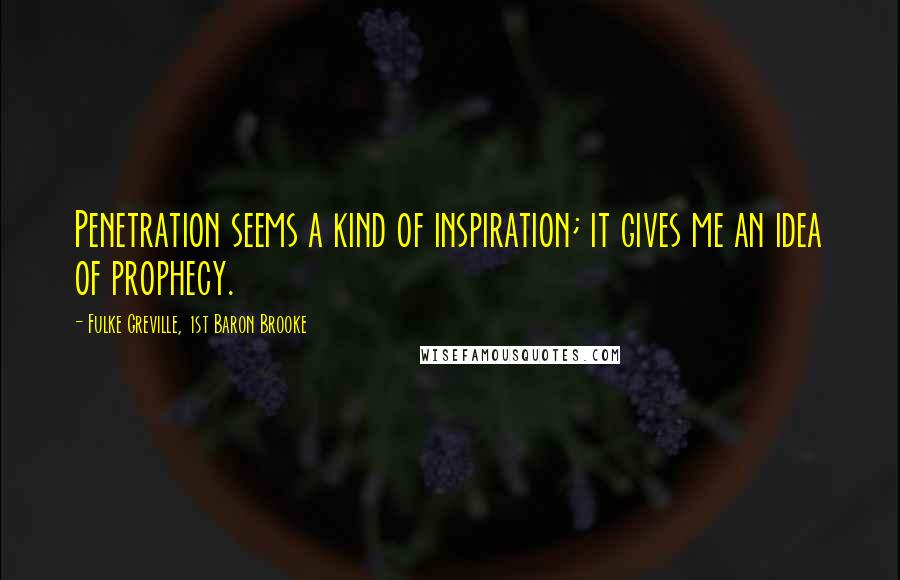 Fulke Greville, 1st Baron Brooke Quotes: Penetration seems a kind of inspiration; it gives me an idea of prophecy.