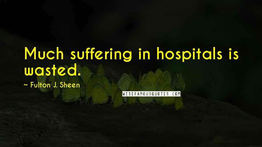 Fulton J. Sheen Quotes: Much suffering in hospitals is wasted.