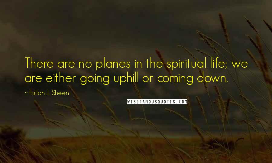Fulton J. Sheen Quotes: There are no planes in the spiritual life; we are either going uphill or coming down.