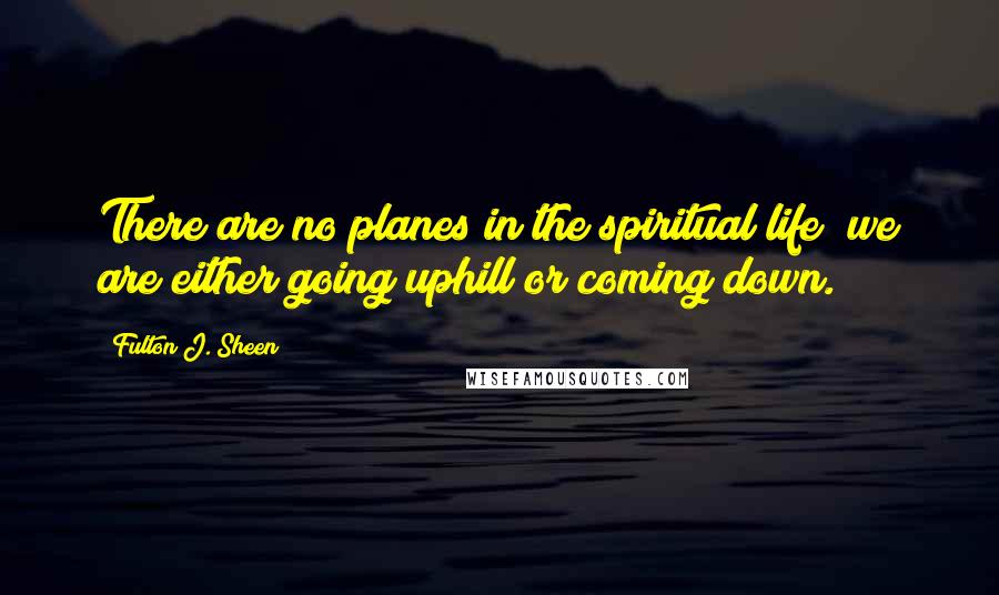 Fulton J. Sheen Quotes: There are no planes in the spiritual life; we are either going uphill or coming down.