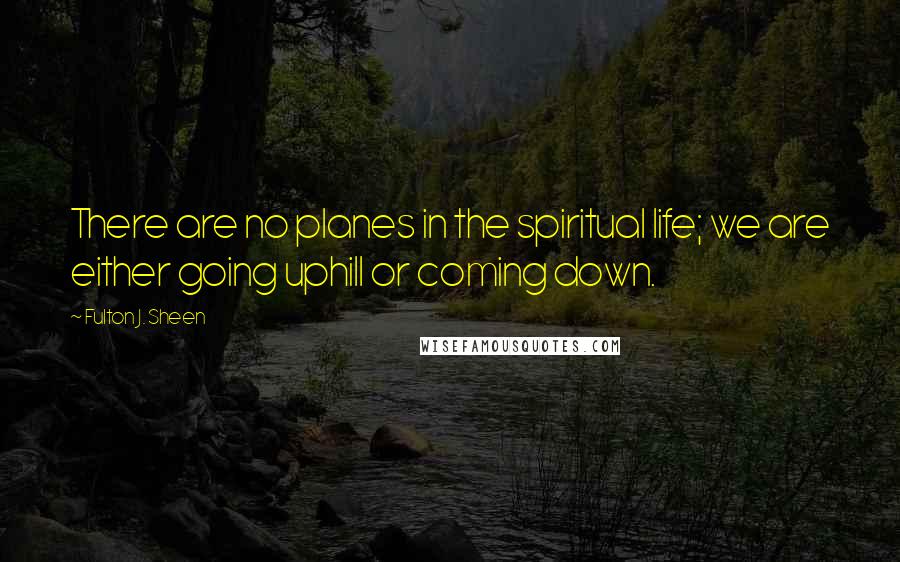 Fulton J. Sheen Quotes: There are no planes in the spiritual life; we are either going uphill or coming down.