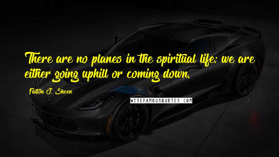 Fulton J. Sheen Quotes: There are no planes in the spiritual life; we are either going uphill or coming down.