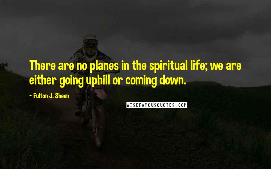 Fulton J. Sheen Quotes: There are no planes in the spiritual life; we are either going uphill or coming down.