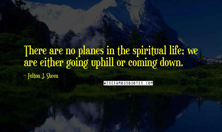 Fulton J. Sheen Quotes: There are no planes in the spiritual life; we are either going uphill or coming down.