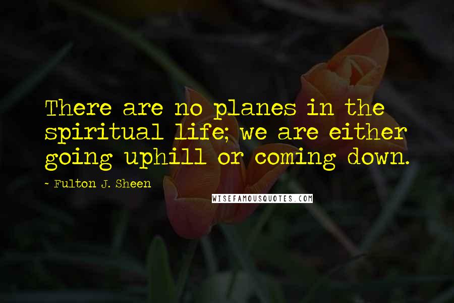 Fulton J. Sheen Quotes: There are no planes in the spiritual life; we are either going uphill or coming down.