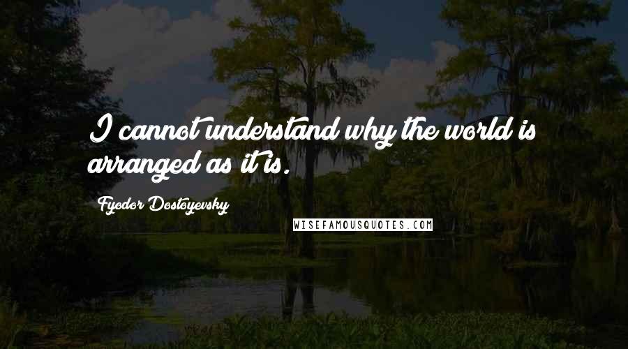 Fyodor Dostoyevsky Quotes: I cannot understand why the world is arranged as it is.
