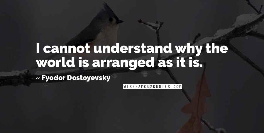 Fyodor Dostoyevsky Quotes: I cannot understand why the world is arranged as it is.