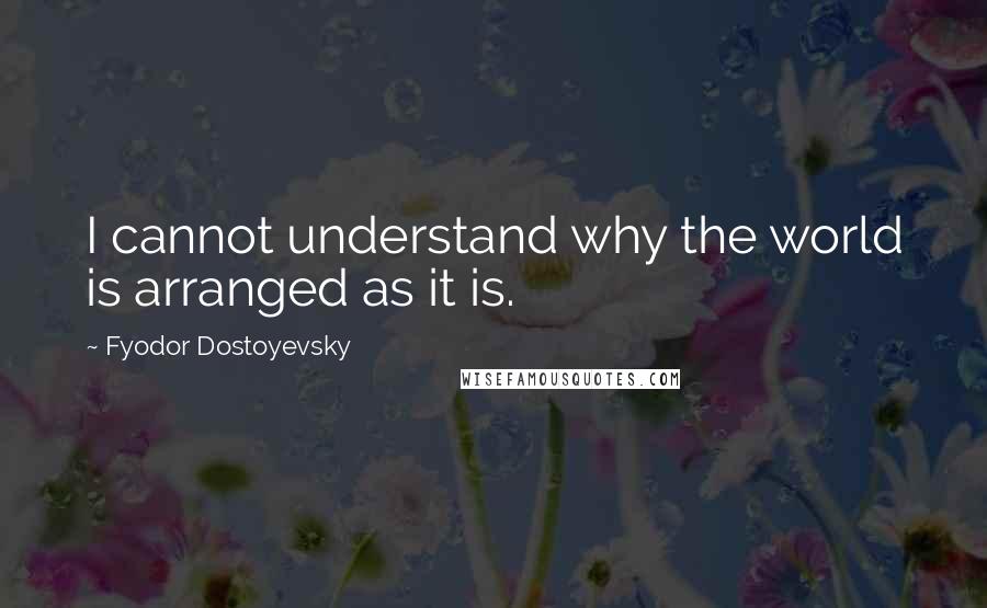 Fyodor Dostoyevsky Quotes: I cannot understand why the world is arranged as it is.