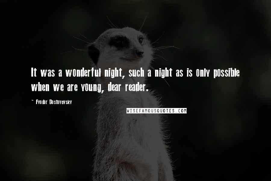 Fyodor Dostoyevsky Quotes: It was a wonderful night, such a night as is only possible when we are young, dear reader.