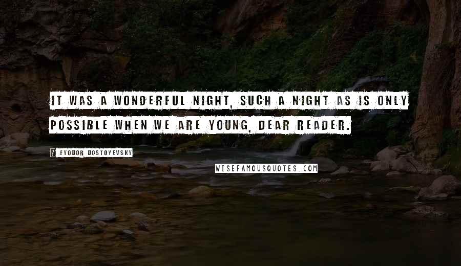 Fyodor Dostoyevsky Quotes: It was a wonderful night, such a night as is only possible when we are young, dear reader.