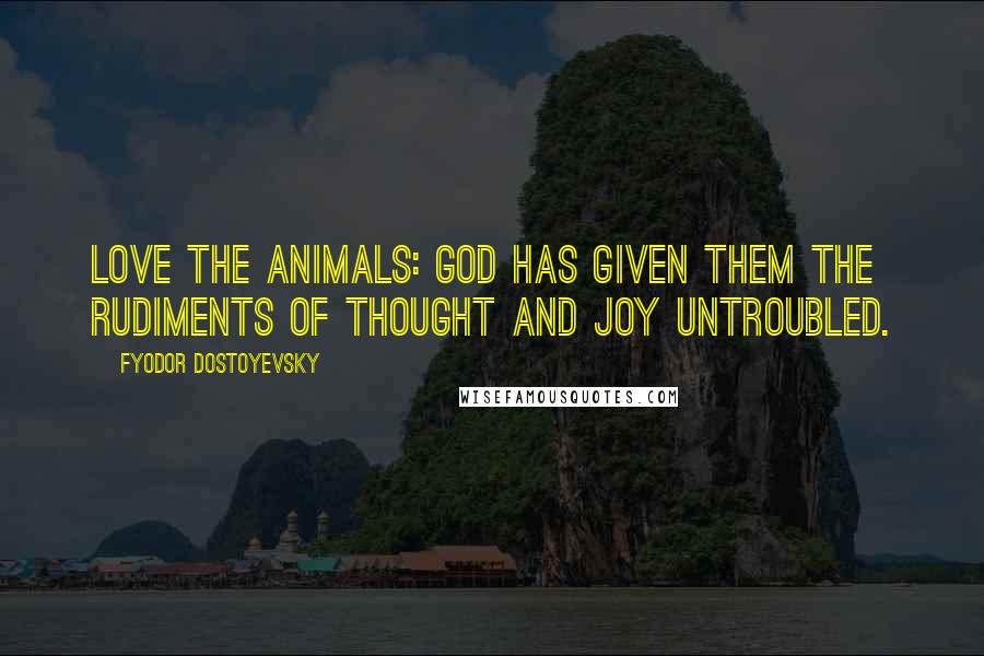 Fyodor Dostoyevsky Quotes: Love the animals: God has given them the rudiments of thought and joy untroubled.