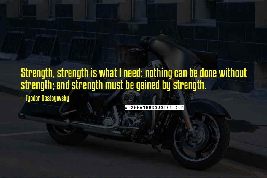 Fyodor Dostoyevsky Quotes: Strength, strength is what I need; nothing can be done without strength; and strength must be gained by strength.