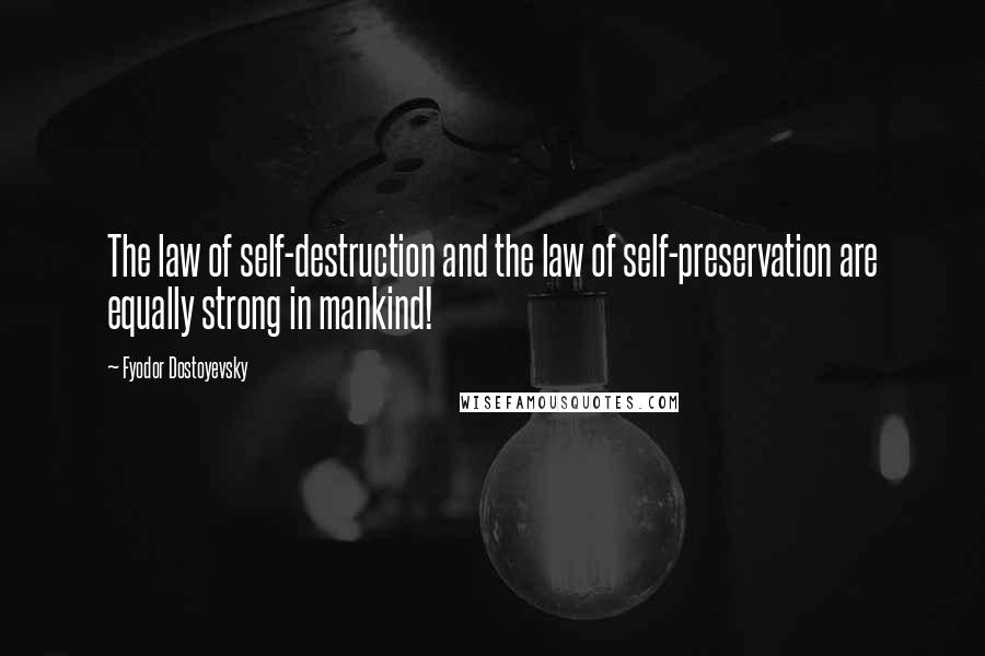 Fyodor Dostoyevsky Quotes: The law of self-destruction and the law of self-preservation are equally strong in mankind!
