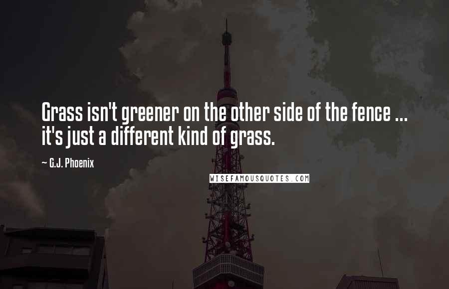 G.J. Phoenix Quotes: Grass isn't greener on the other side of the fence ... it's just a different kind of grass.