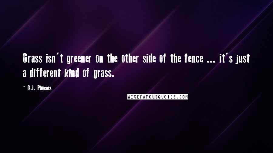 G.J. Phoenix Quotes: Grass isn't greener on the other side of the fence ... it's just a different kind of grass.