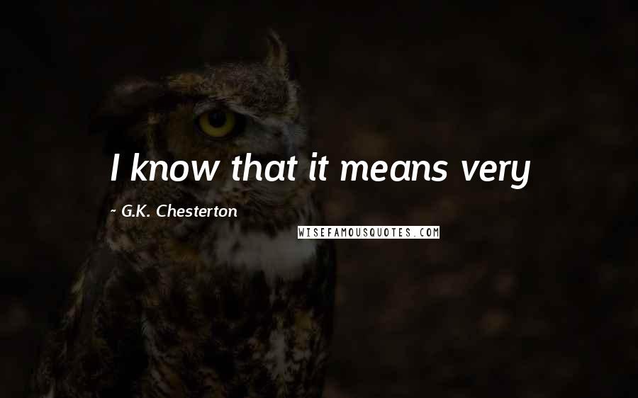 G.K. Chesterton Quotes: I know that it means very