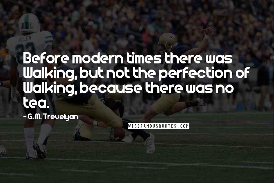 G. M. Trevelyan Quotes: Before modern times there was Walking, but not the perfection of Walking, because there was no tea.