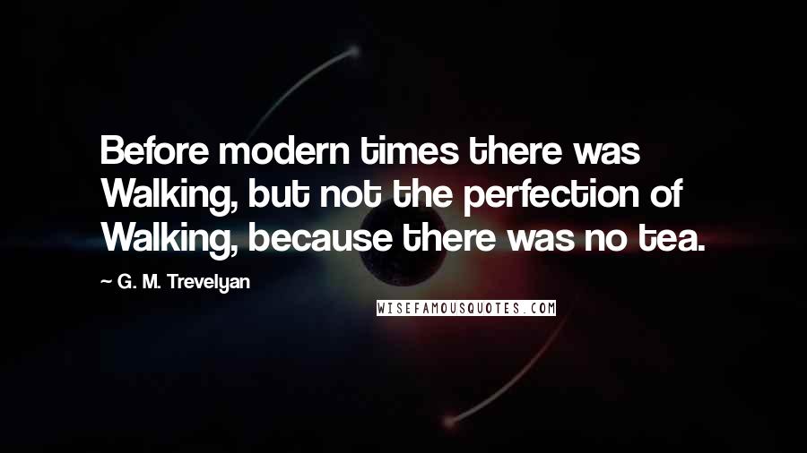 G. M. Trevelyan Quotes: Before modern times there was Walking, but not the perfection of Walking, because there was no tea.