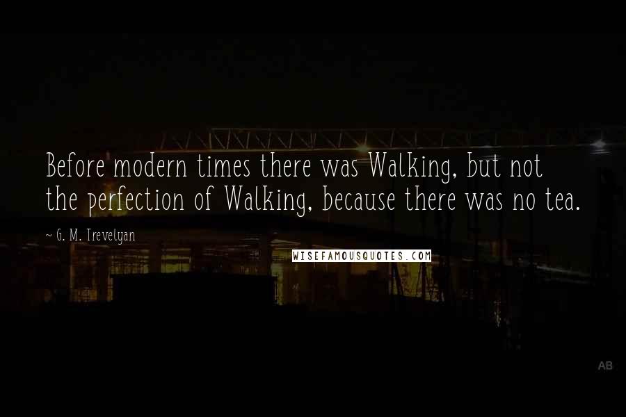 G. M. Trevelyan Quotes: Before modern times there was Walking, but not the perfection of Walking, because there was no tea.