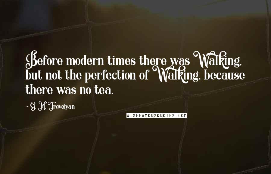 G. M. Trevelyan Quotes: Before modern times there was Walking, but not the perfection of Walking, because there was no tea.