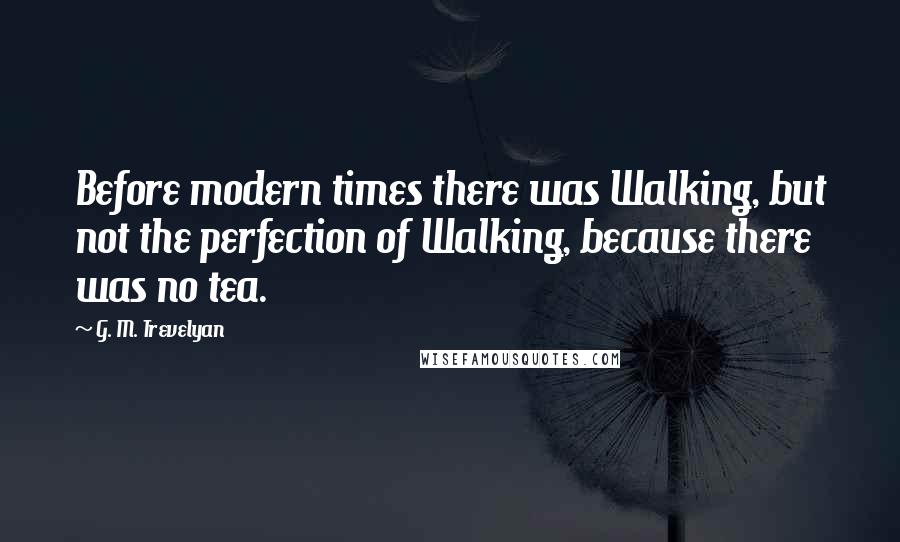 G. M. Trevelyan Quotes: Before modern times there was Walking, but not the perfection of Walking, because there was no tea.