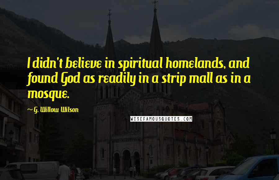 G. Willow Wilson Quotes: I didn't believe in spiritual homelands, and found God as readily in a strip mall as in a mosque.