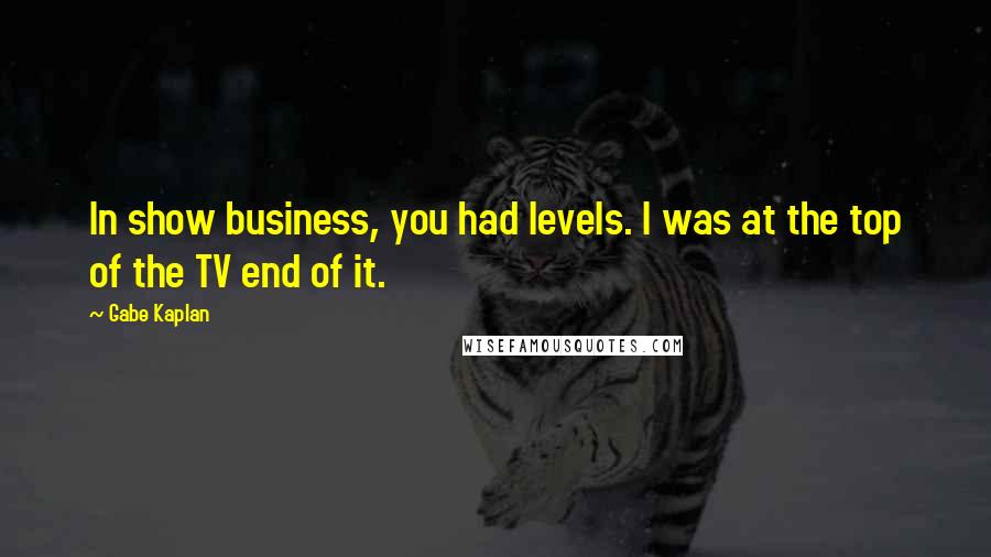 Gabe Kaplan Quotes: In show business, you had levels. I was at the top of the TV end of it.