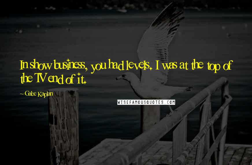 Gabe Kaplan Quotes: In show business, you had levels. I was at the top of the TV end of it.