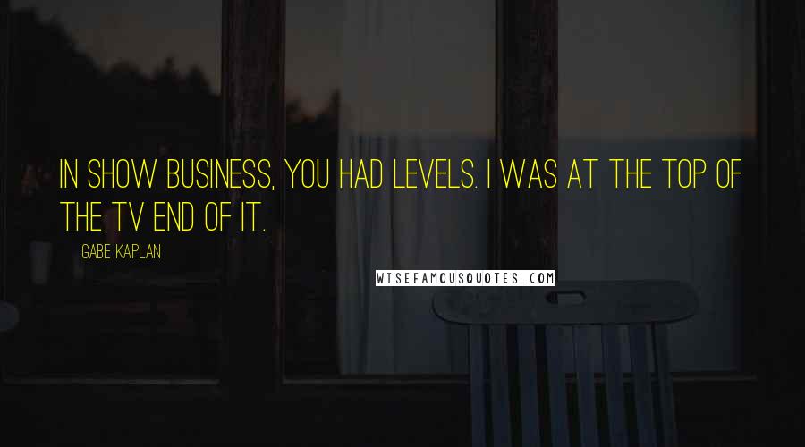 Gabe Kaplan Quotes: In show business, you had levels. I was at the top of the TV end of it.