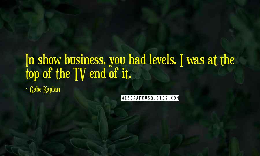 Gabe Kaplan Quotes: In show business, you had levels. I was at the top of the TV end of it.