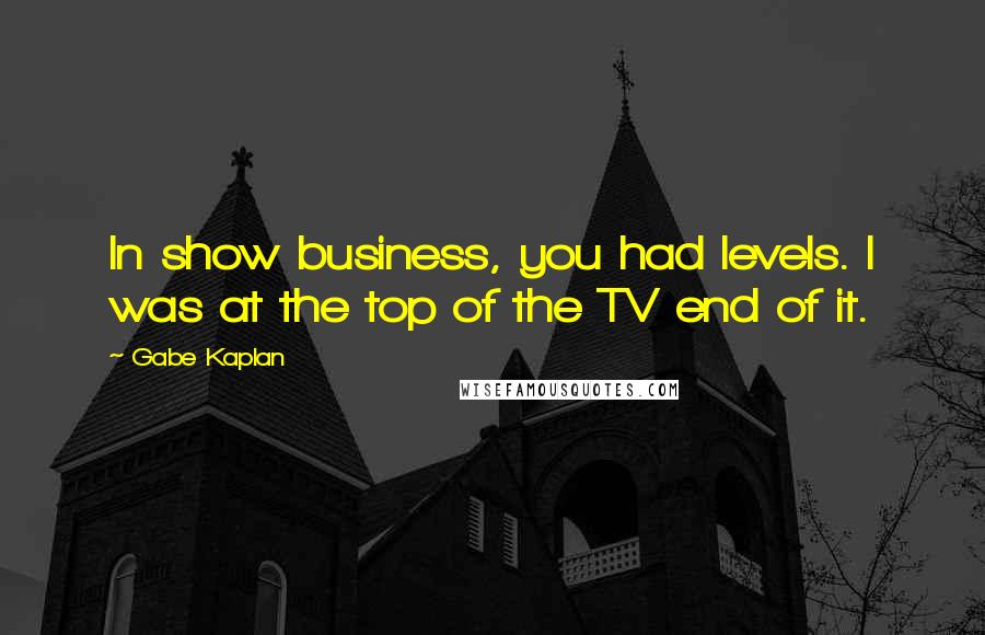 Gabe Kaplan Quotes: In show business, you had levels. I was at the top of the TV end of it.