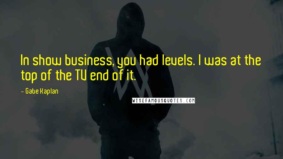 Gabe Kaplan Quotes: In show business, you had levels. I was at the top of the TV end of it.