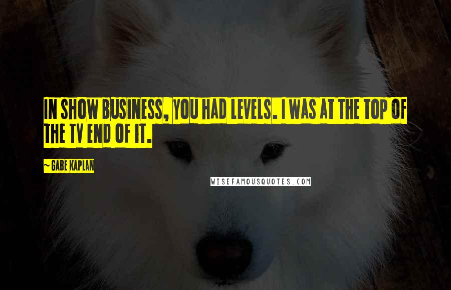 Gabe Kaplan Quotes: In show business, you had levels. I was at the top of the TV end of it.