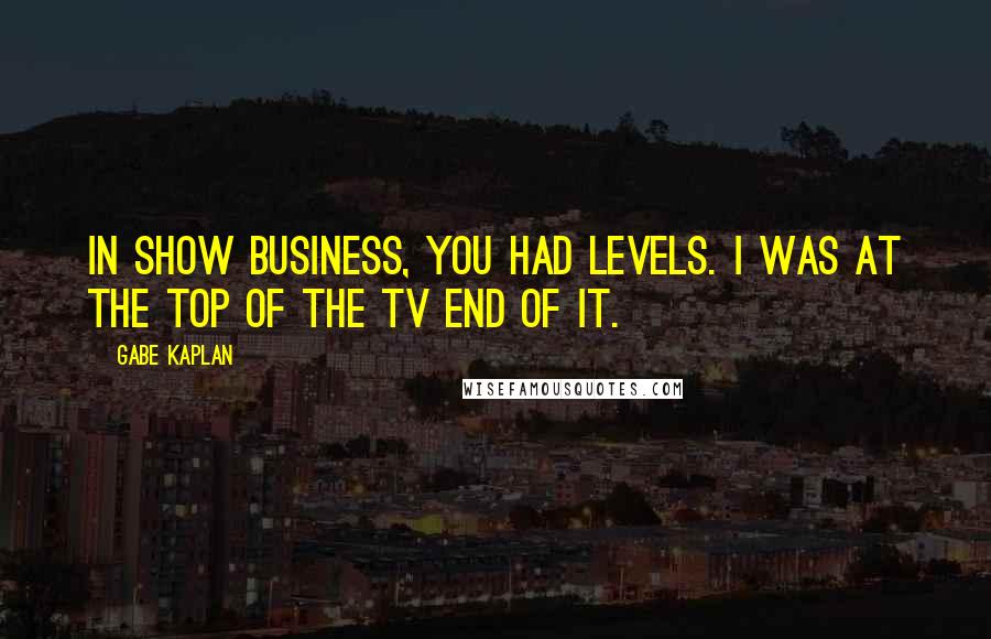 Gabe Kaplan Quotes: In show business, you had levels. I was at the top of the TV end of it.