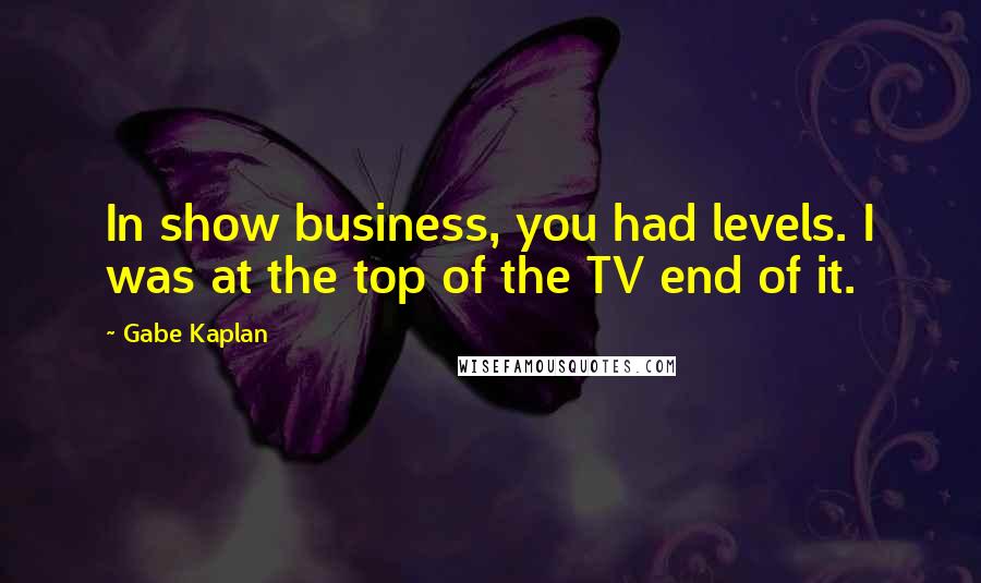 Gabe Kaplan Quotes: In show business, you had levels. I was at the top of the TV end of it.