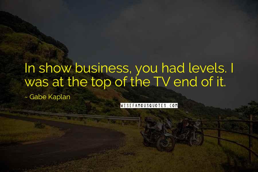 Gabe Kaplan Quotes: In show business, you had levels. I was at the top of the TV end of it.