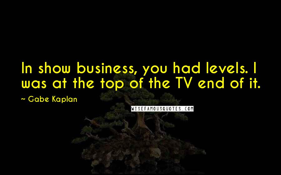 Gabe Kaplan Quotes: In show business, you had levels. I was at the top of the TV end of it.