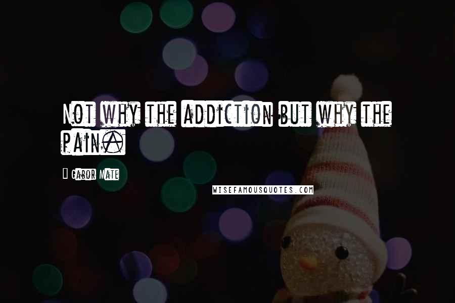 Gabor Mate Quotes: Not why the addiction but why the pain.