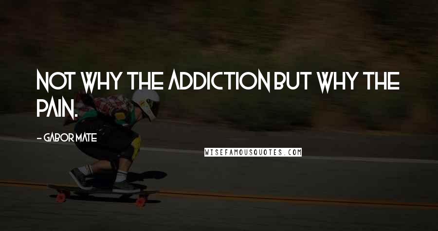 Gabor Mate Quotes: Not why the addiction but why the pain.