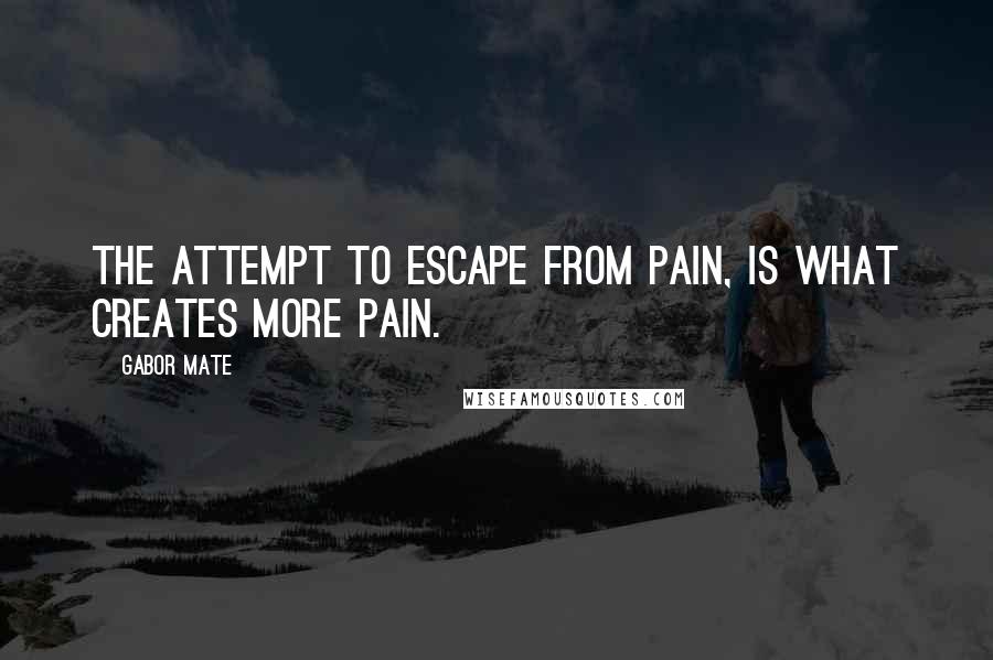 Gabor Mate Quotes: The attempt to escape from pain, is what creates more pain.