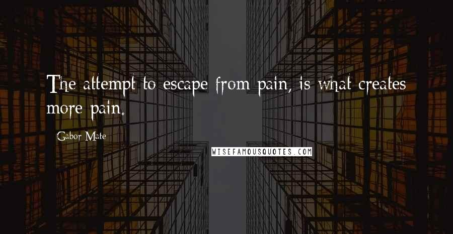 Gabor Mate Quotes: The attempt to escape from pain, is what creates more pain.