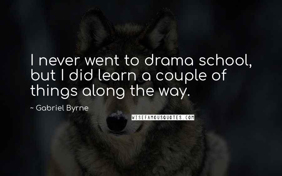 Gabriel Byrne Quotes: I never went to drama school, but I did learn a couple of things along the way.