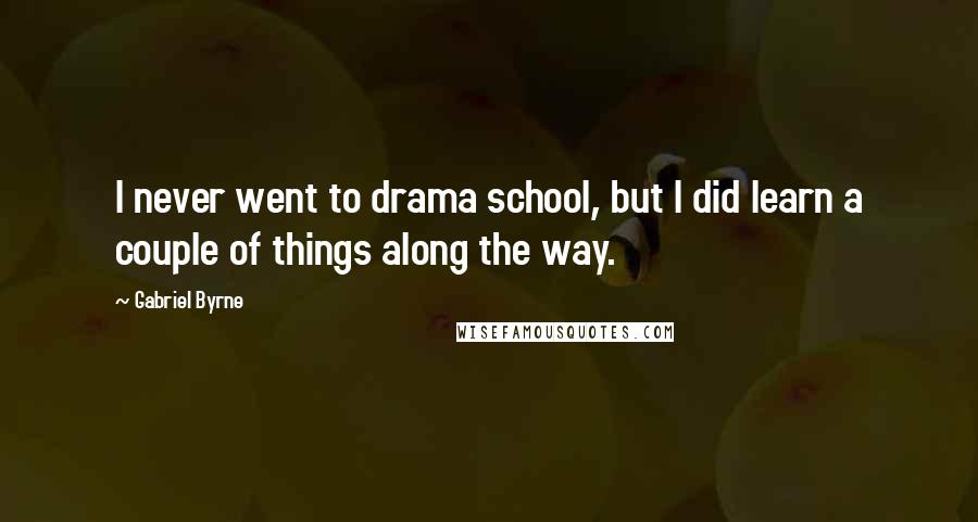 Gabriel Byrne Quotes: I never went to drama school, but I did learn a couple of things along the way.