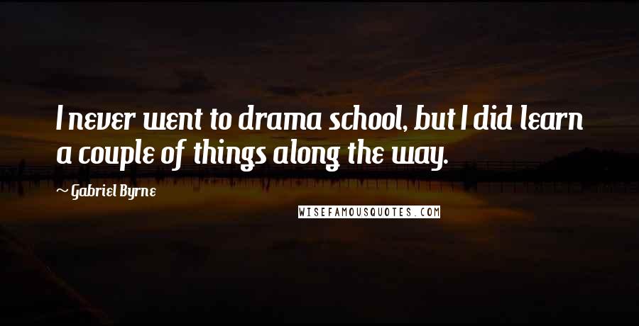 Gabriel Byrne Quotes: I never went to drama school, but I did learn a couple of things along the way.