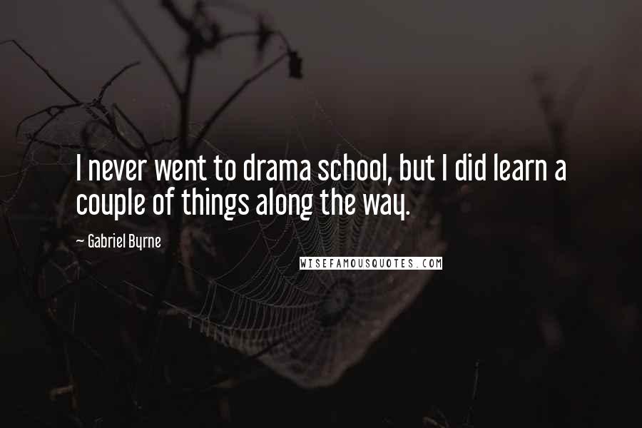 Gabriel Byrne Quotes: I never went to drama school, but I did learn a couple of things along the way.