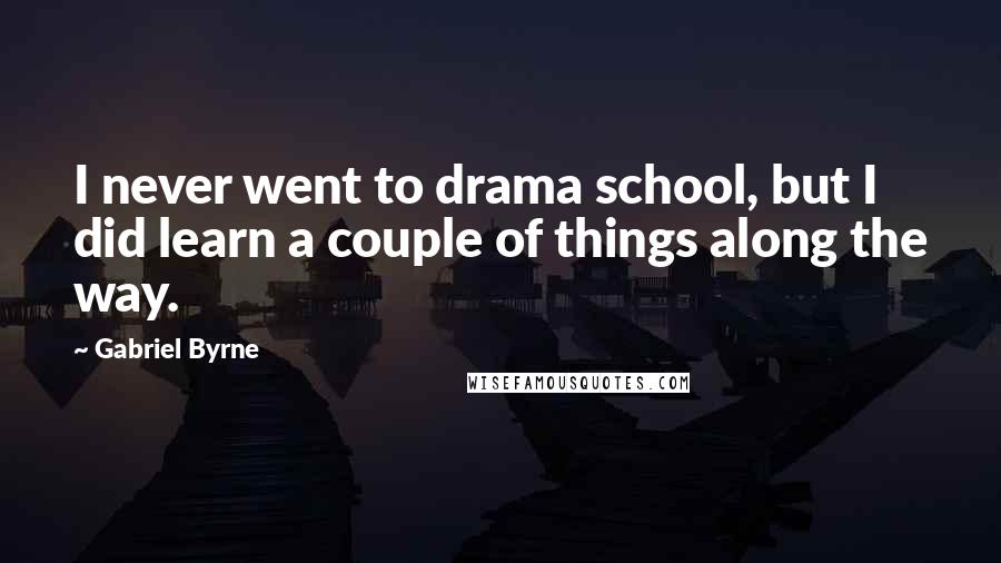 Gabriel Byrne Quotes: I never went to drama school, but I did learn a couple of things along the way.