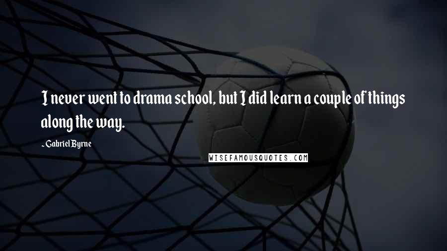 Gabriel Byrne Quotes: I never went to drama school, but I did learn a couple of things along the way.